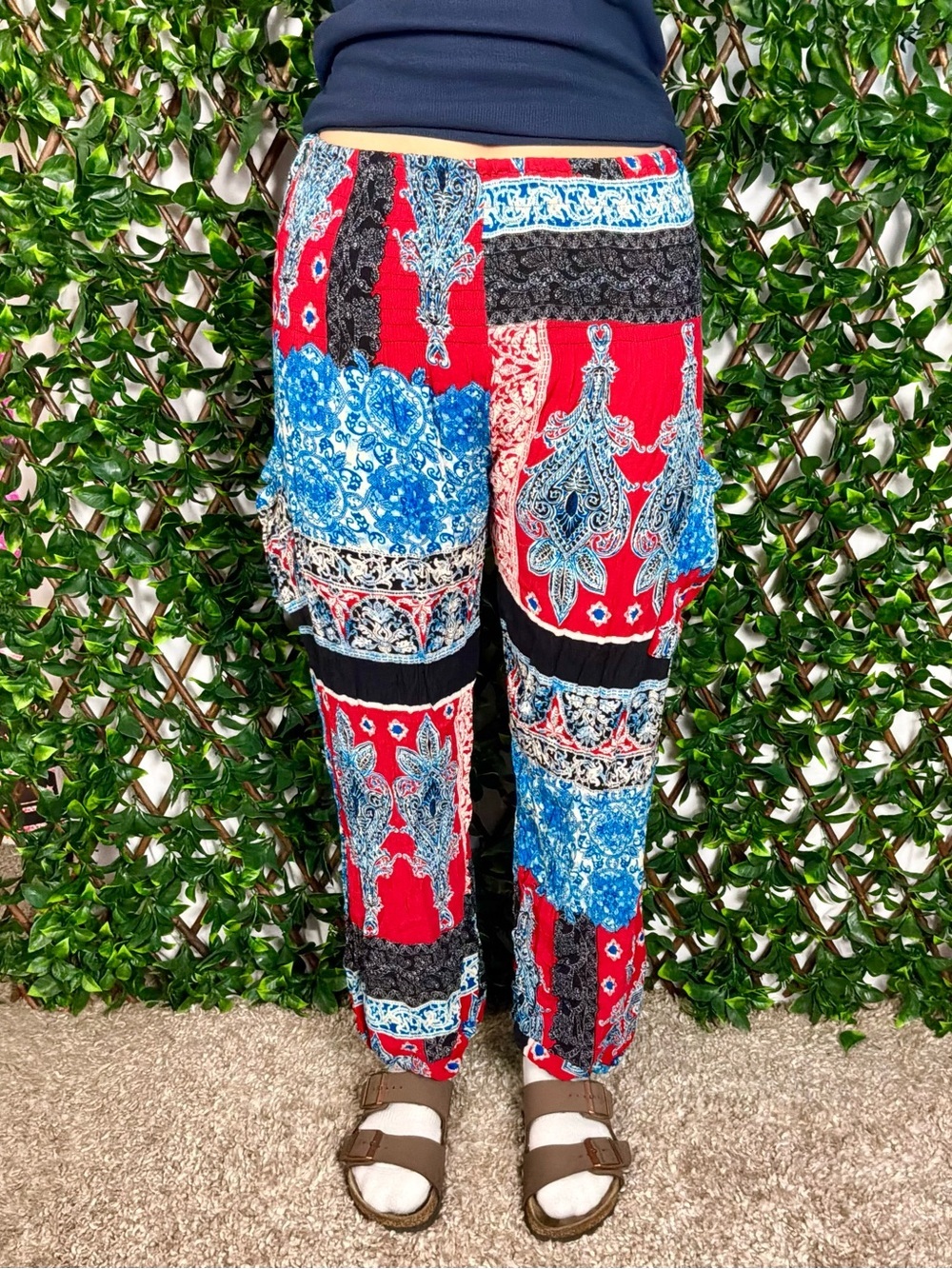 Boho Patchwork Print Jogger Pants Small